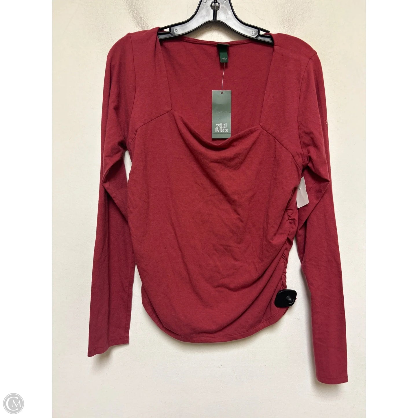 Top Long Sleeve By Wild Fable In Maroon, Size: L