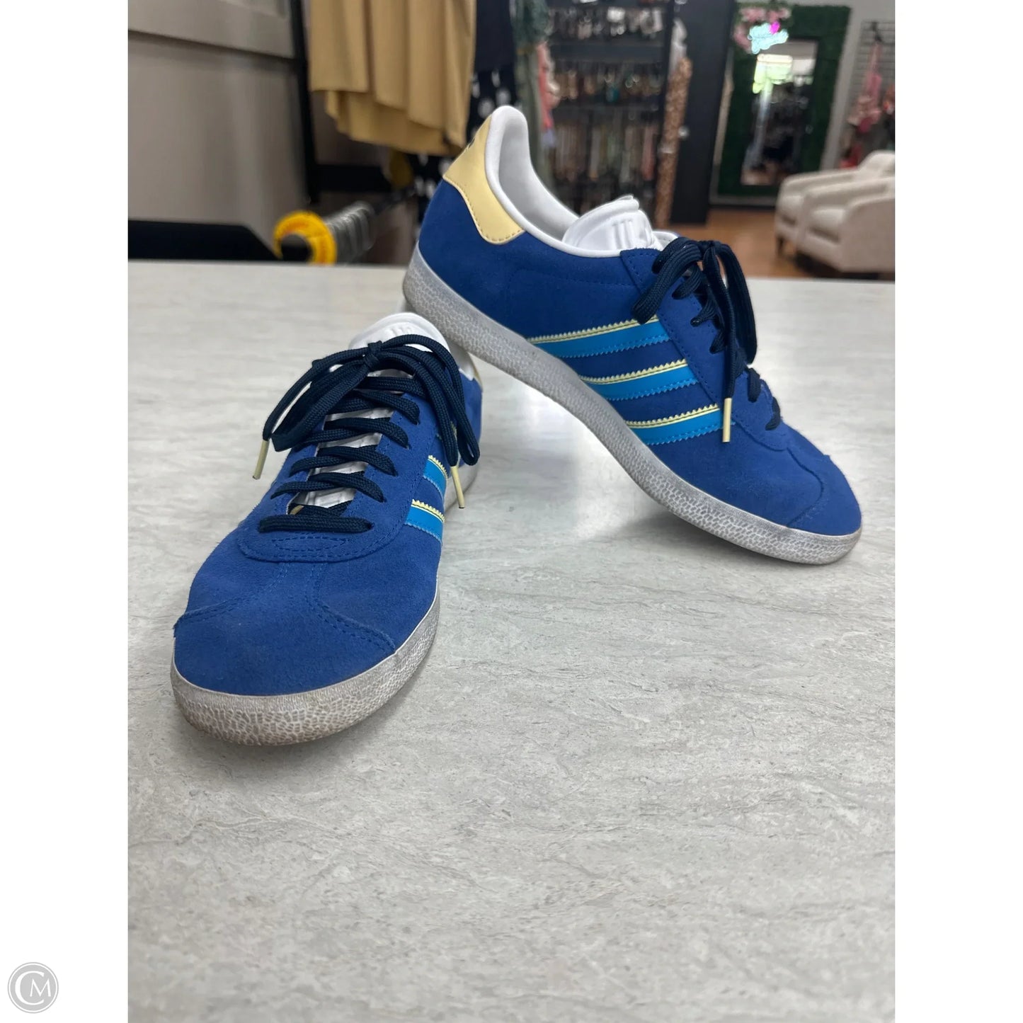 Shoes Sneakers By Adidas In Blue & Yellow, Size: 7
