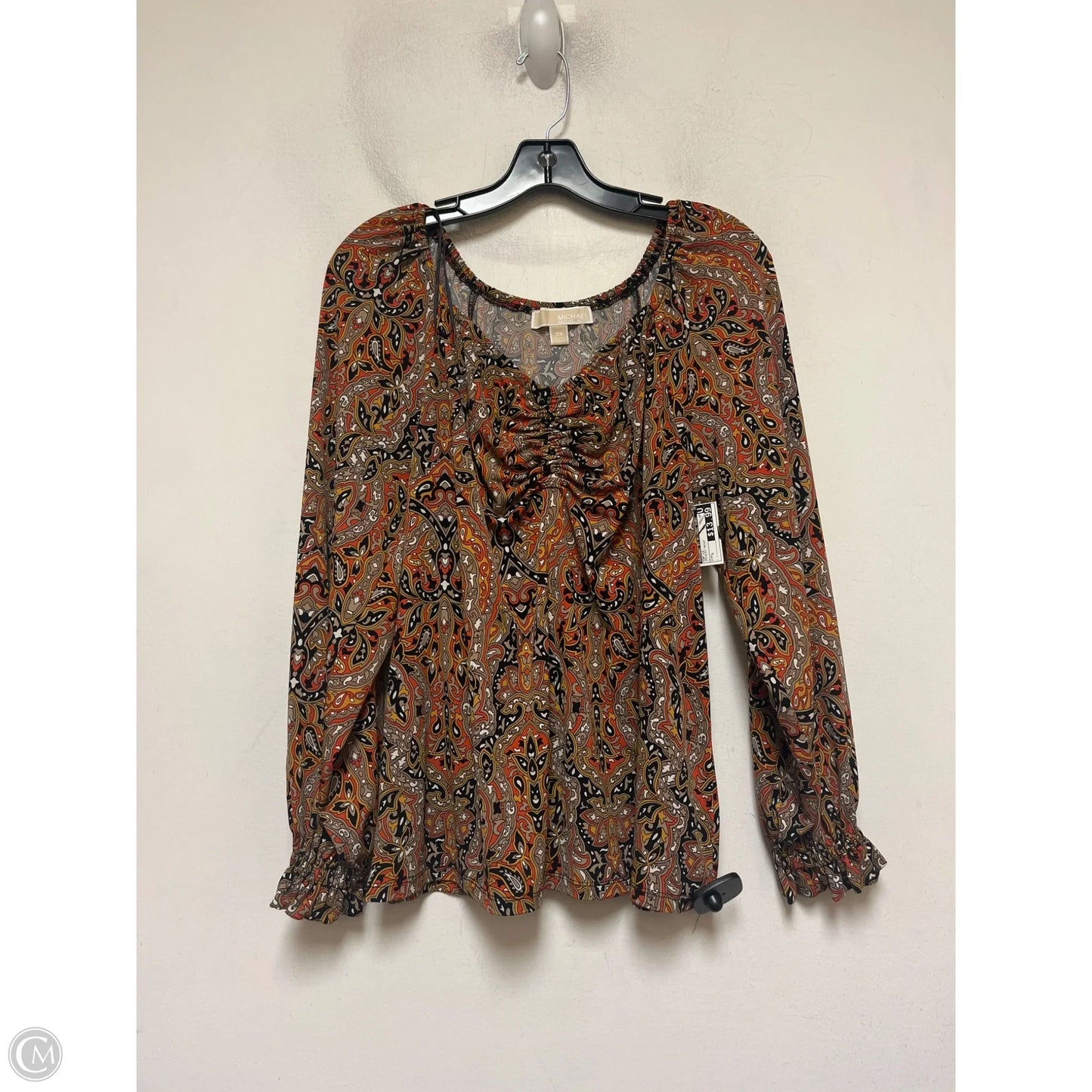 Top Long Sleeve By Michael By Michael Kors In Paisley Print, Size: L