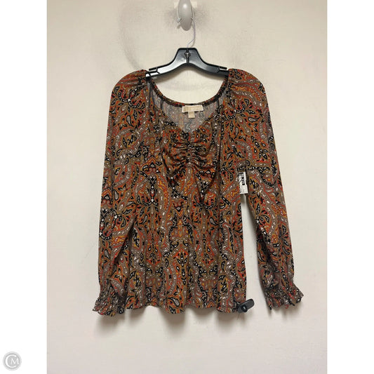 Top Long Sleeve By Michael By Michael Kors In Paisley Print, Size: L