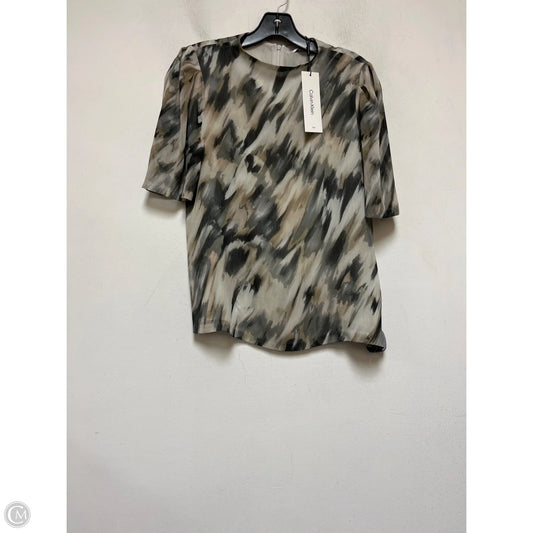 Top Short Sleeve By Calvin Klein In Black & Tan, Size: S