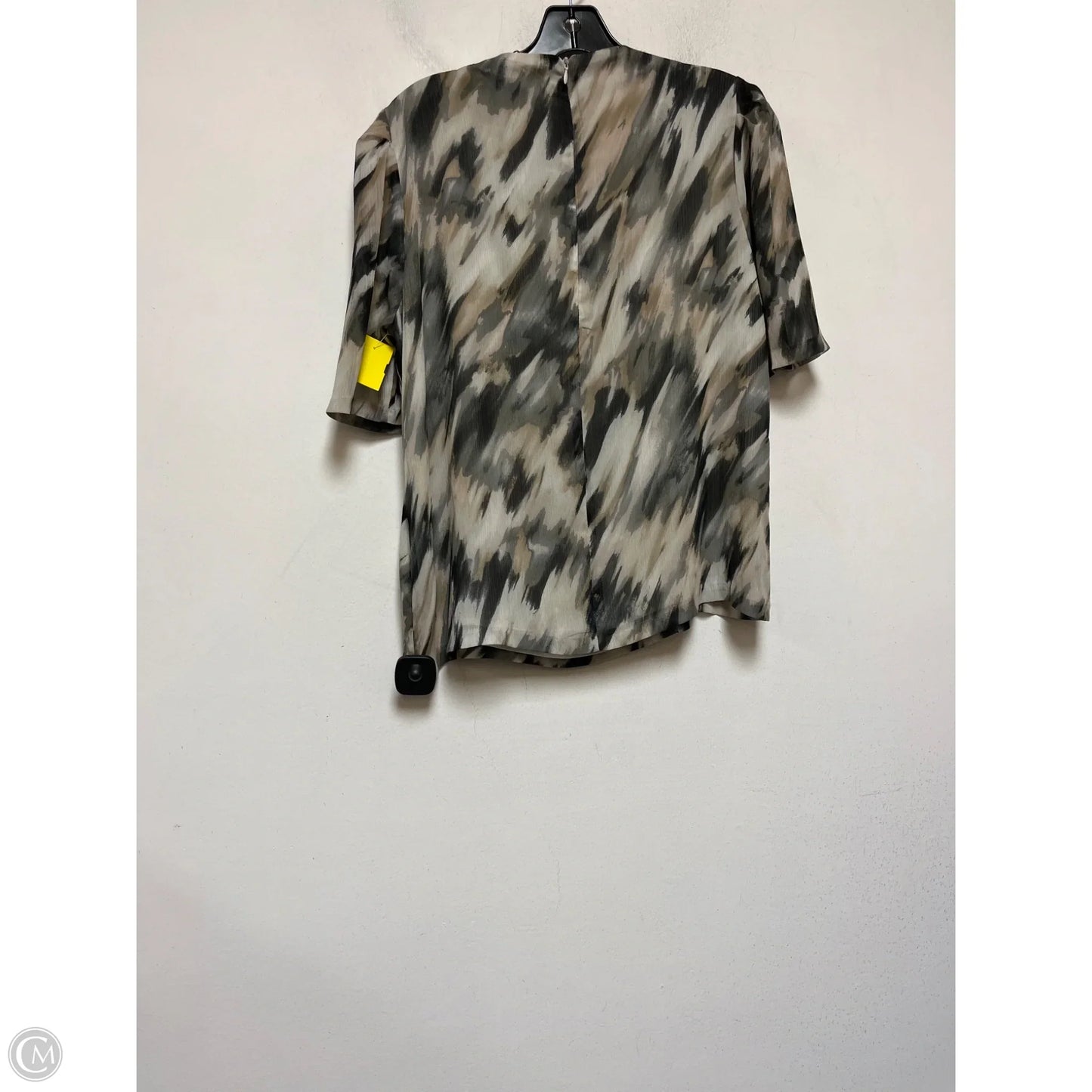 Top Short Sleeve By Calvin Klein In Black & Tan, Size: S