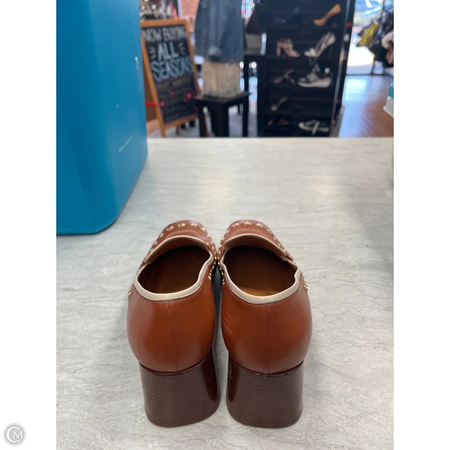 Shoes Designer By Tory Burch In Brown & Gold, Size: 9