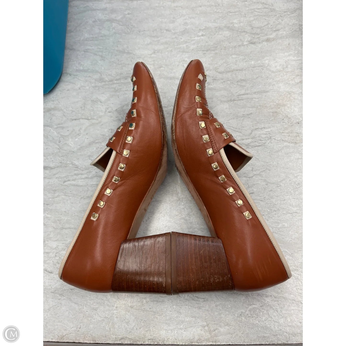 Shoes Designer By Tory Burch In Brown & Gold, Size: 9