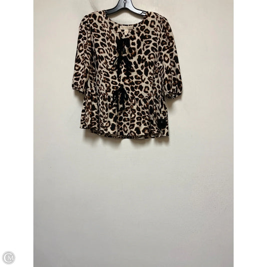 Top Short Sleeve By Monteau In Animal Print, Size: Xl
