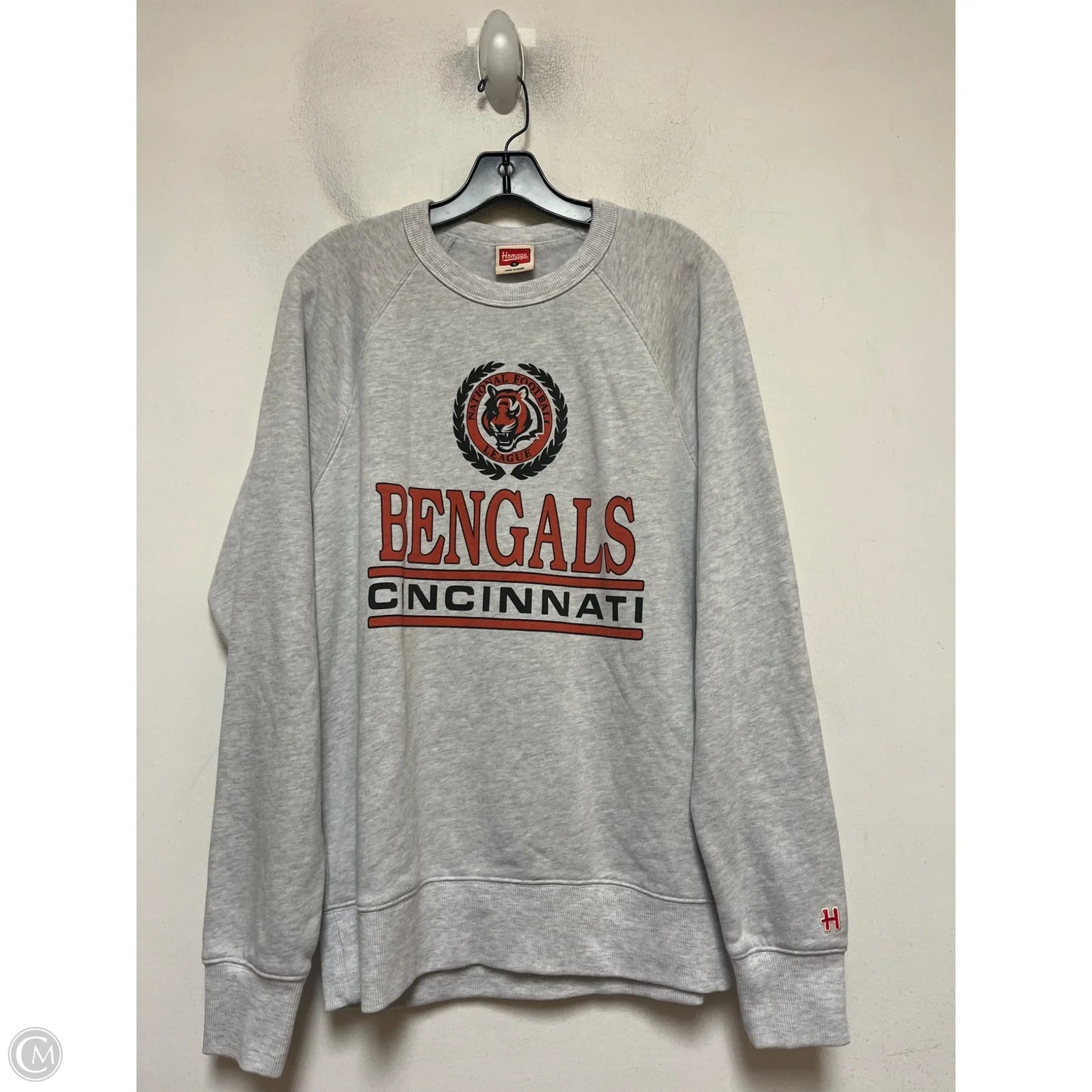Sweatshirt Crewneck By Homage In Grey & Orange, Size: S