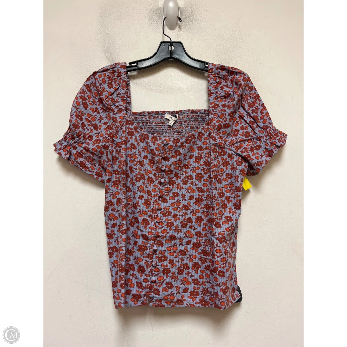 Top Short Sleeve By Madewell In Blue & Red, Size: S
