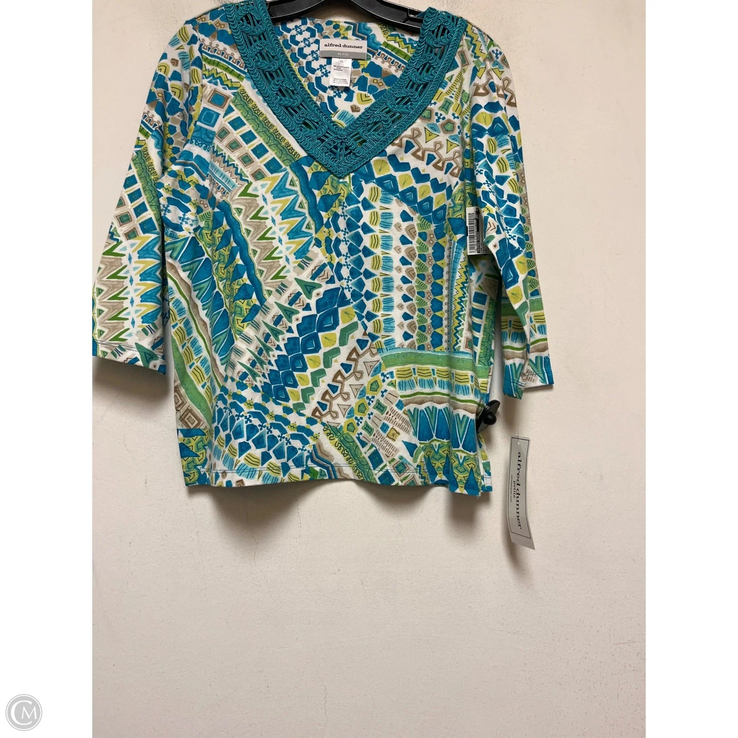 Top Long Sleeve By Alfred Dunner In Blue & Green, Size: Sp