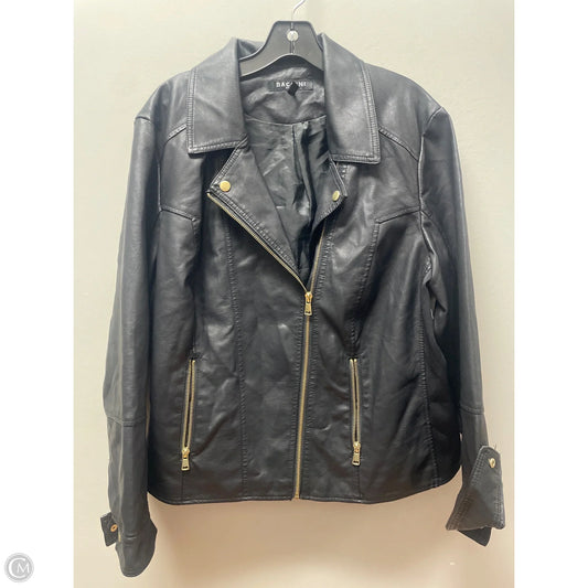 Jacket Moto By Baccini In Black, Size: 2x
