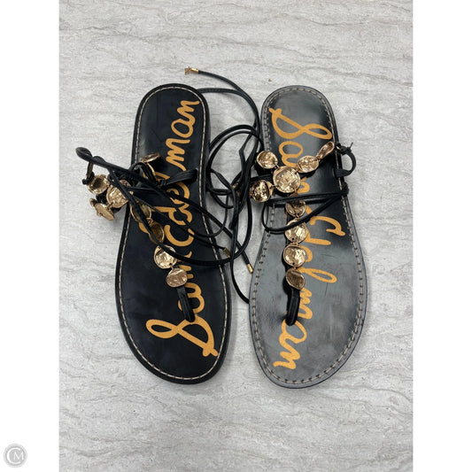 Sandals Flats By Sam Edelman In Black & Gold, Size: 10