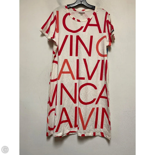Dress Casual Short By Calvin Klein In Red & White, Size: Xl