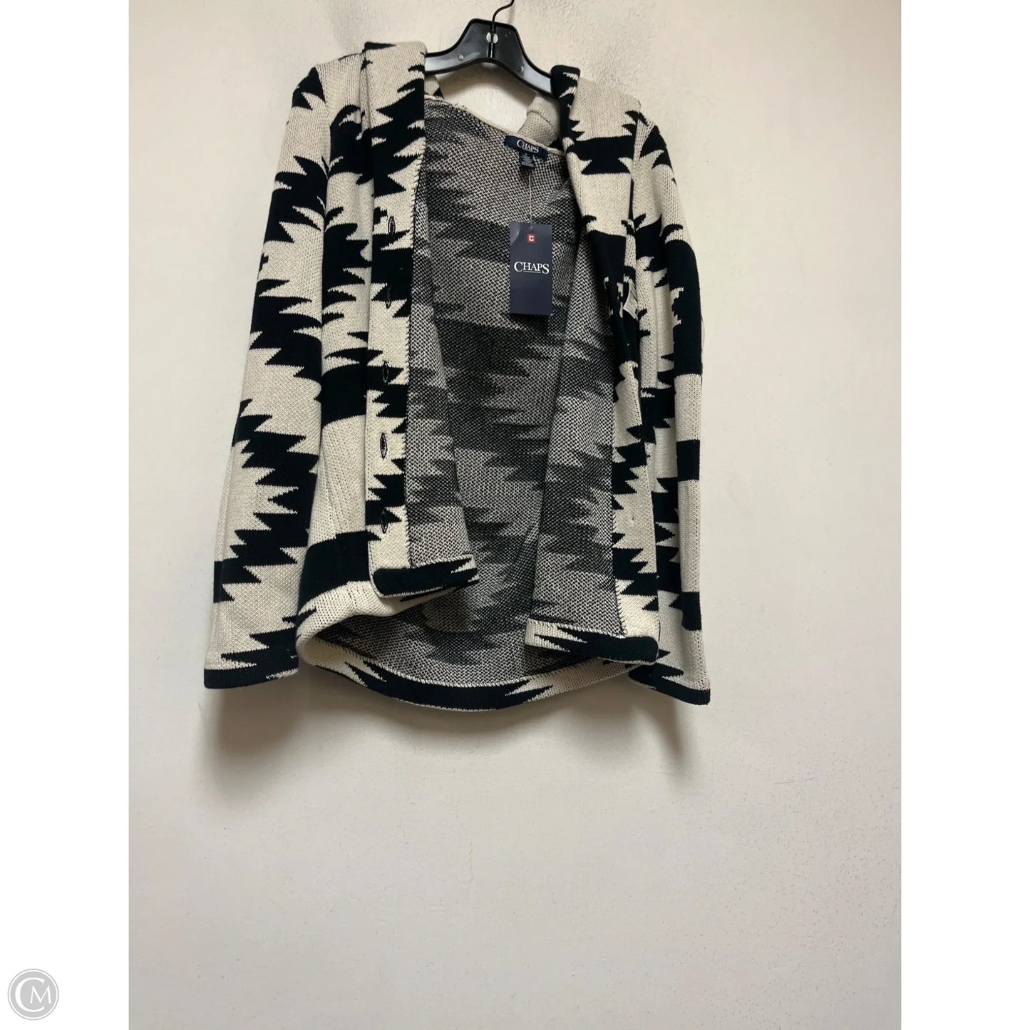 Sweater By Chaps In Black & Tan, Size: M