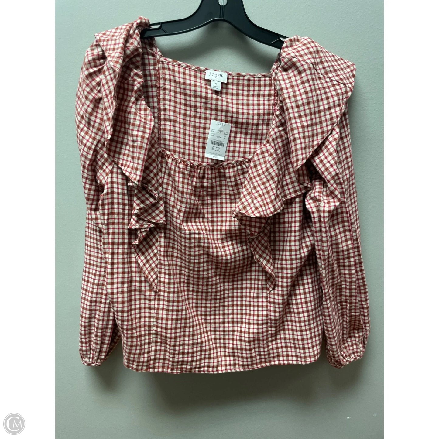 Top Long Sleeve By J. Crew In Plaid Pattern, Size: M