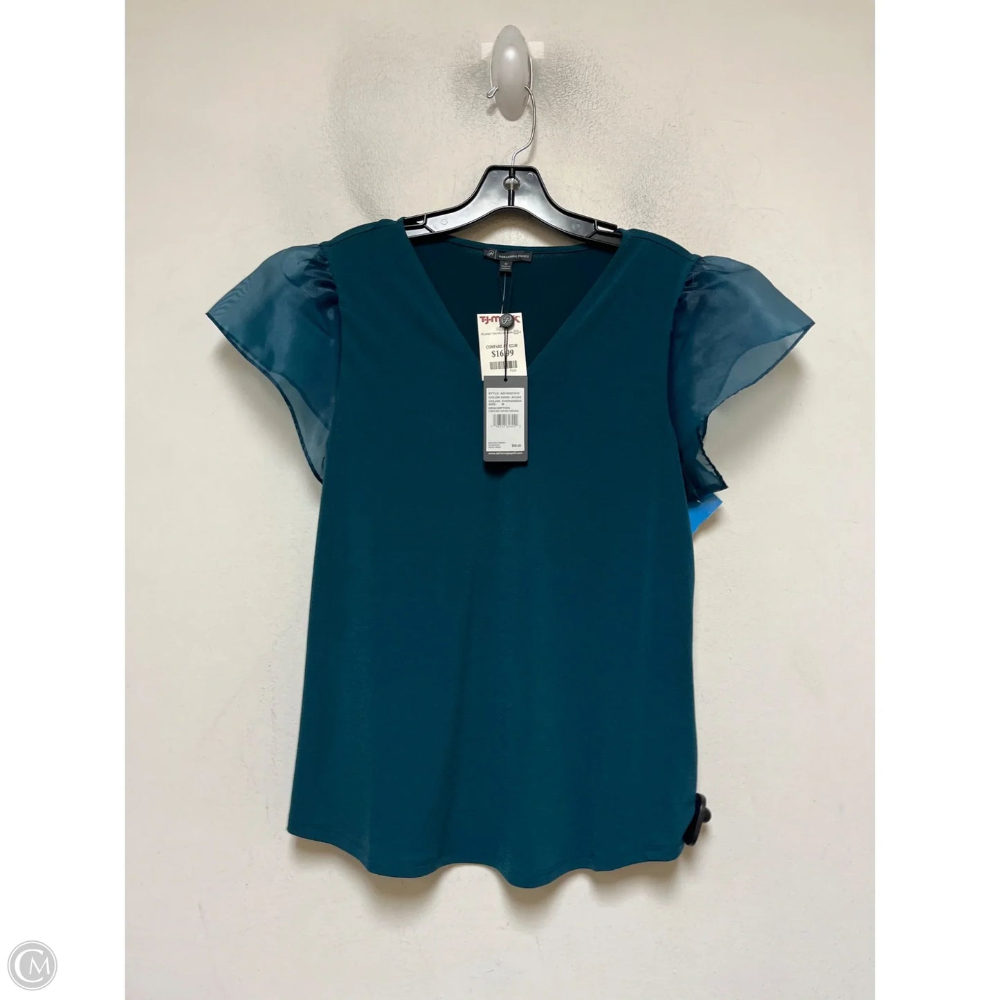 Top Short Sleeve By Adrianna Papell In Teal, Size: M