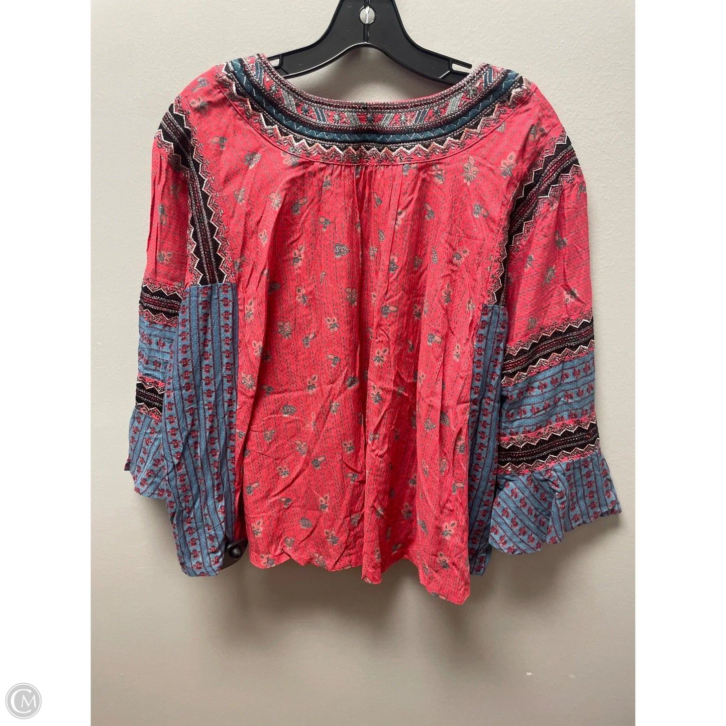 Top Long Sleeve By Free People In Blue & Pink, Size: M