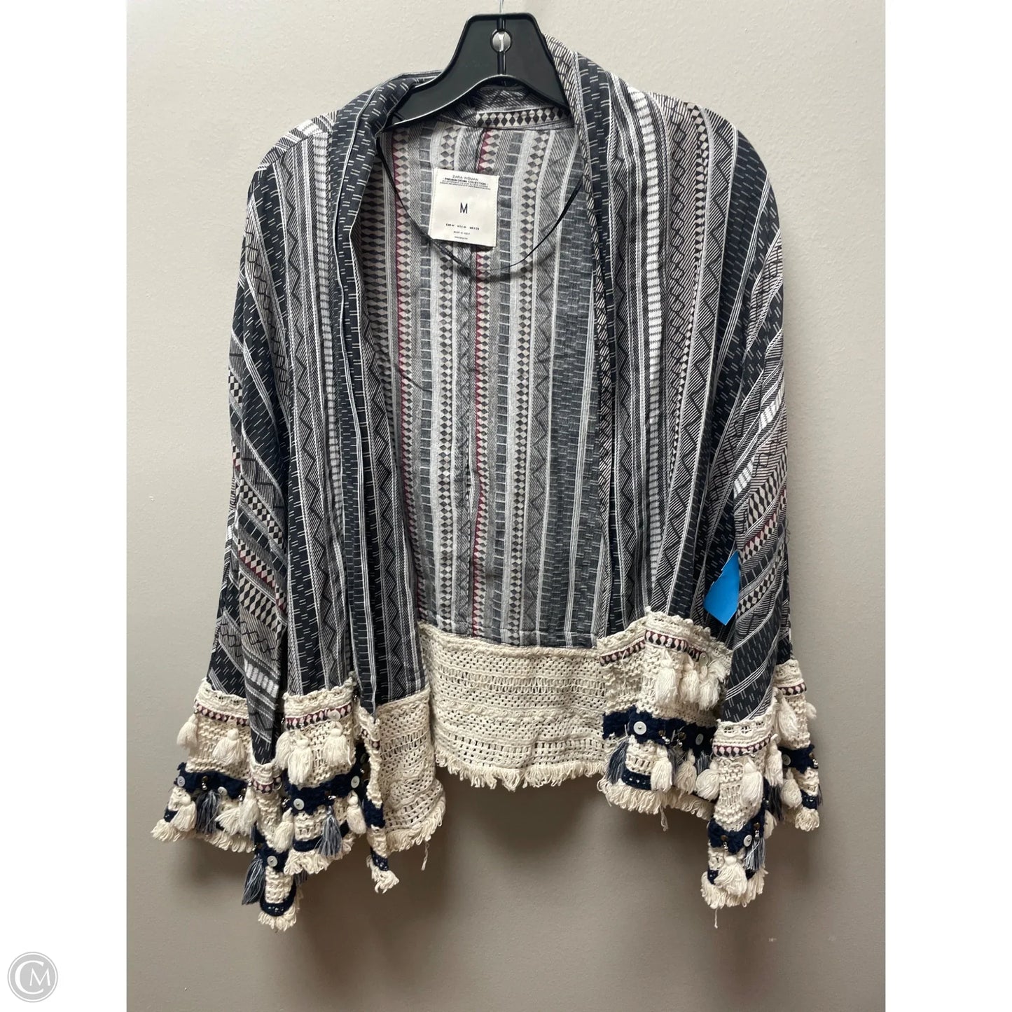 Top Long Sleeve By Zara In Grey & Tan, Size: M