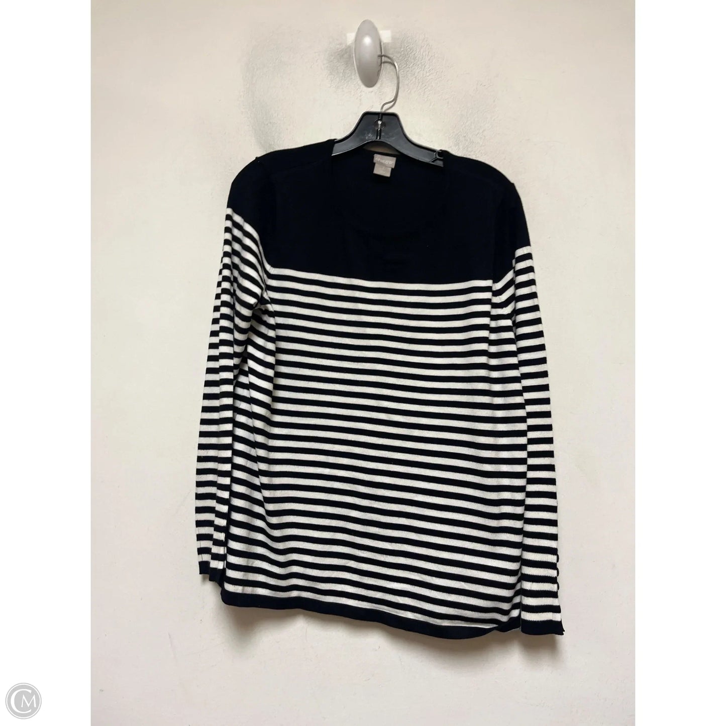 Top Long Sleeve By Chicos In Striped Pattern, Size: L