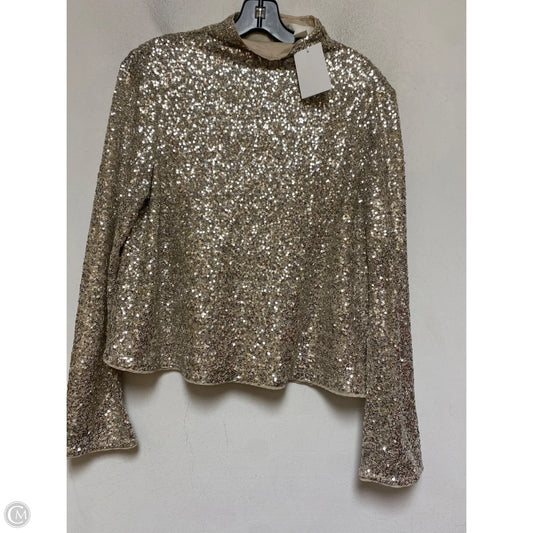 Top Long Sleeve By H&m In Silver, Size: S