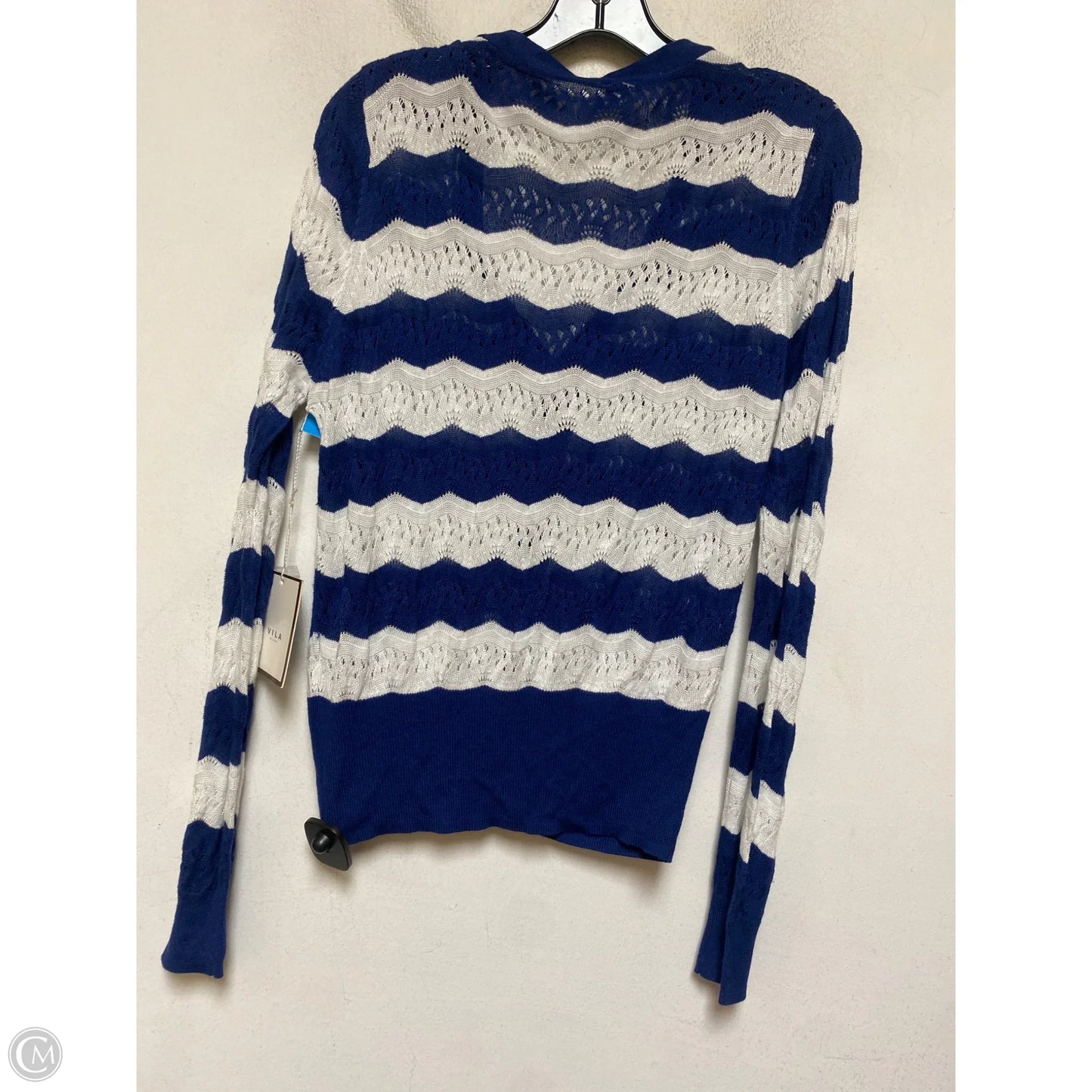 Cardigan By Vila Milano In Blue & White, Size: M