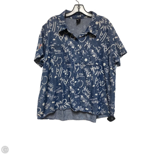 Top Short Sleeve By Disney Store In Blue & White, Size: 1x