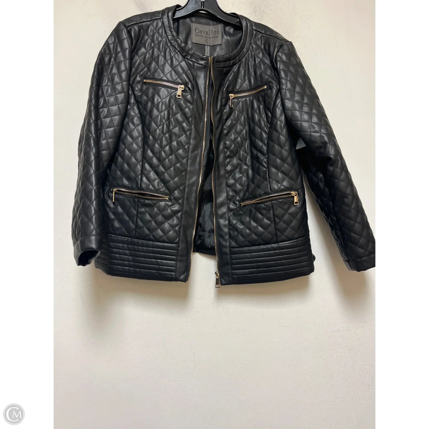 Jacket Moto By Clothes Mentor In Black, Size: Lp