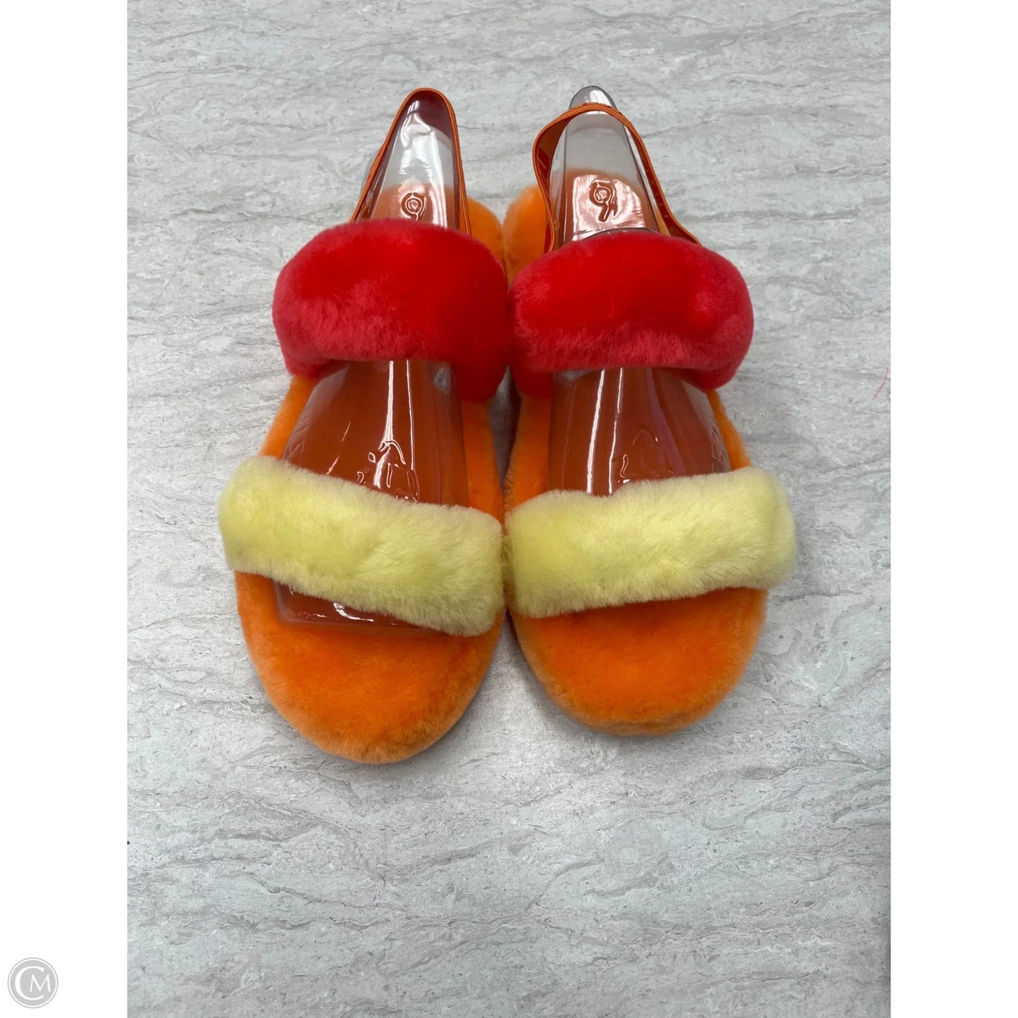 Slippers Designer By Ugg In Orange & Yellow, Size: 6