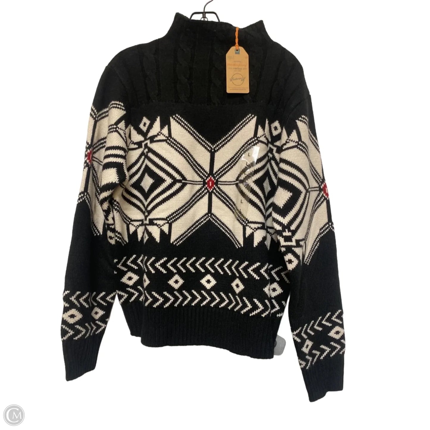 Sweater By Weatherproof In Black & White, Size: L