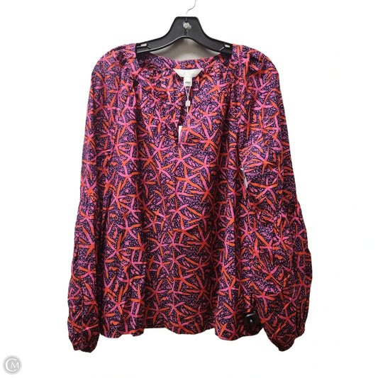 Top Long Sleeve Designer By Lilly Pulitzer In Blue & Pink, Size: L
