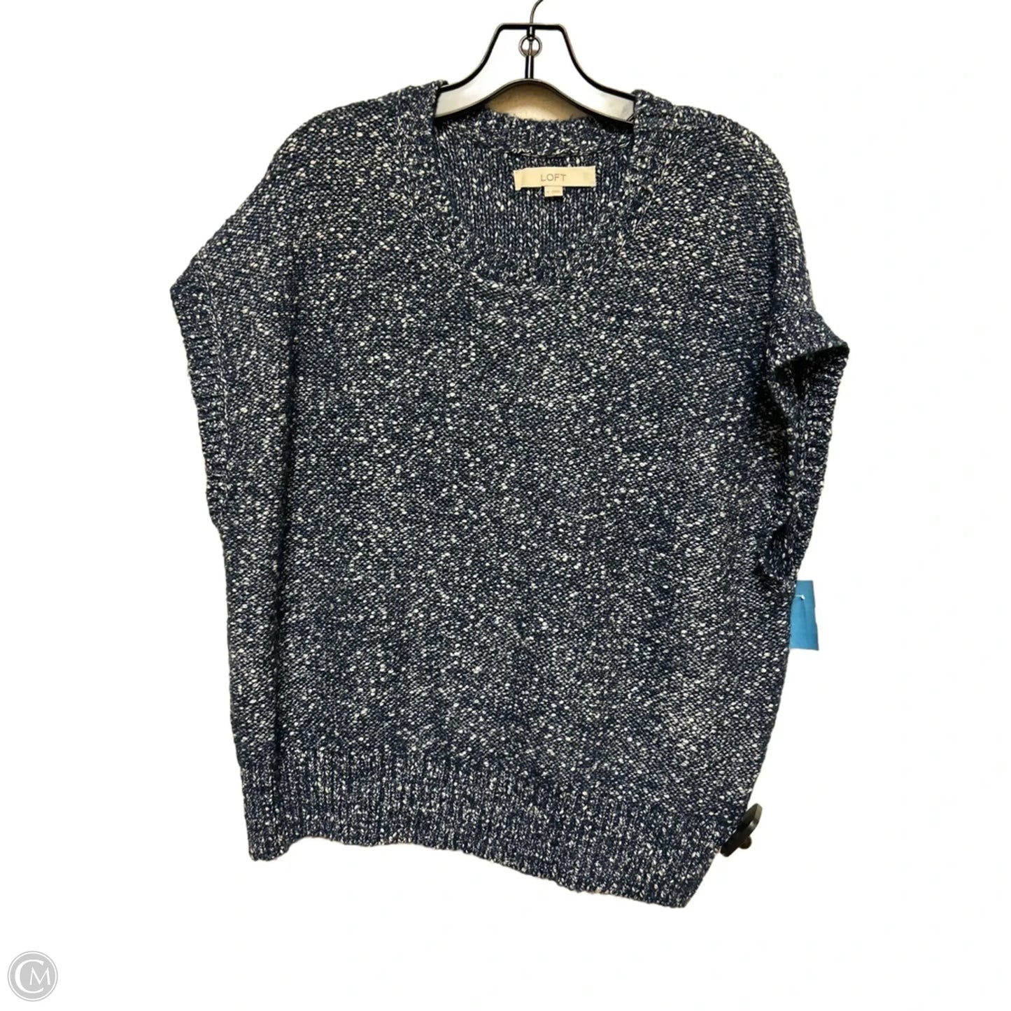 Sweater Short Sleeve By Loft In Blue & White, Size: M