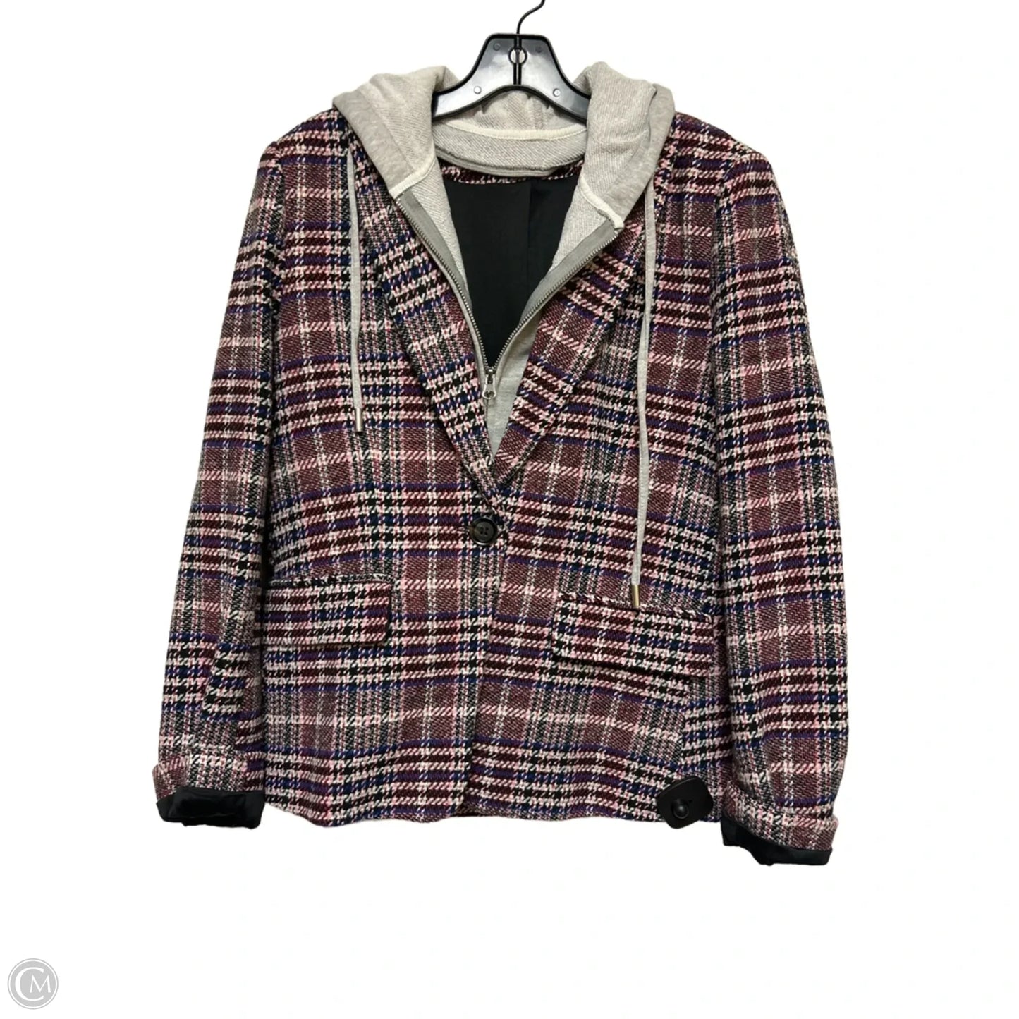 Blazer By Clothes Mentor In Plaid Pattern, Size: M