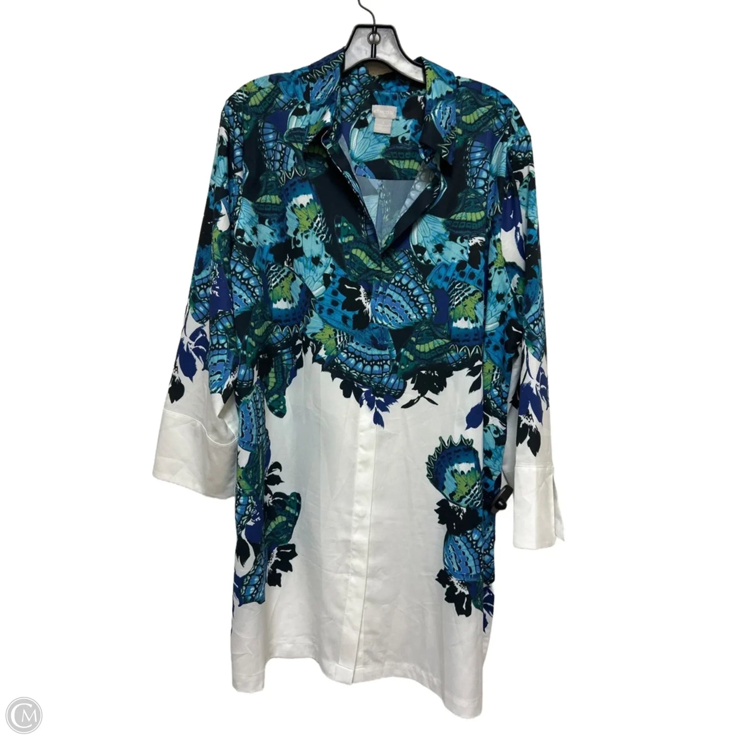 Top Long Sleeve By Chicos In Blue & Green, Size: Xl