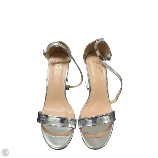 Shoes Heels Block By Yoki In Silver, Size: 8.5