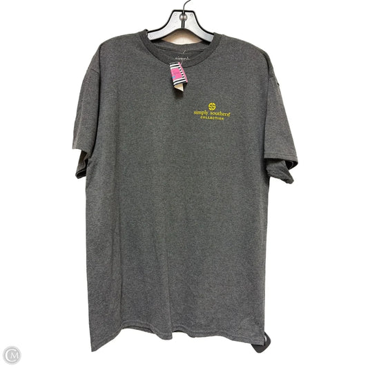 Top Short Sleeve By Simply Southern In Grey, Size: L