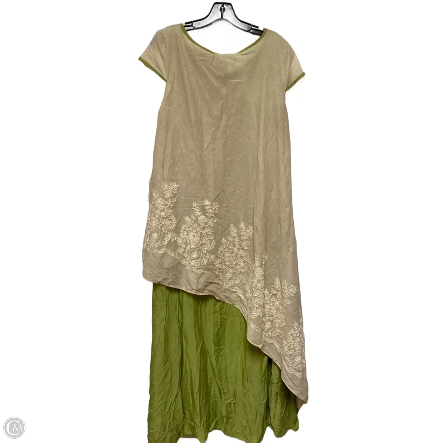 Dress Casual Maxi By Clothes Mentor In Cream & Green, Size: 2x