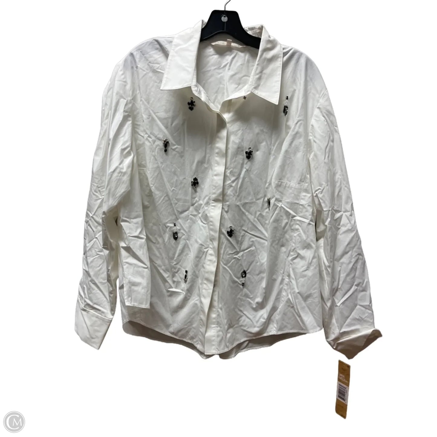 Top Long Sleeve By Rachel Roy In White, Size: 2x