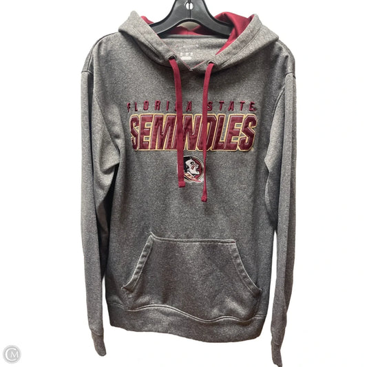 Sweatshirt Hoodie By Champion In Grey & Purple, Size: S