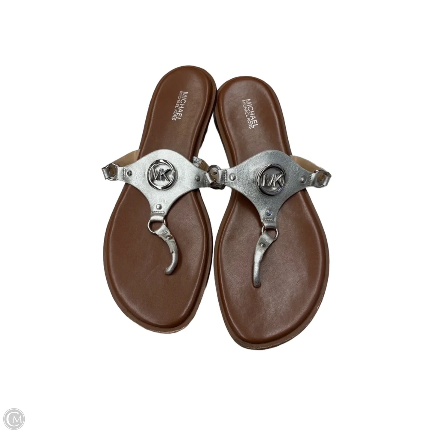 Sandals Flats By Michael By Michael Kors In Silver, Size: 10