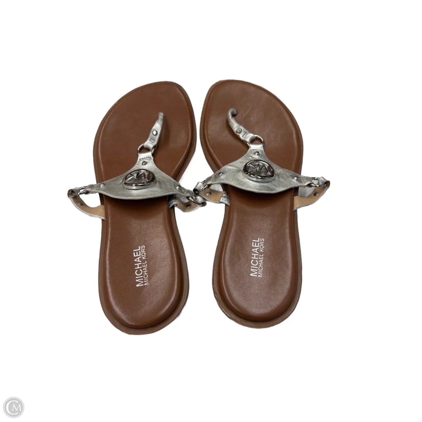 Sandals Flats By Michael By Michael Kors In Silver, Size: 10