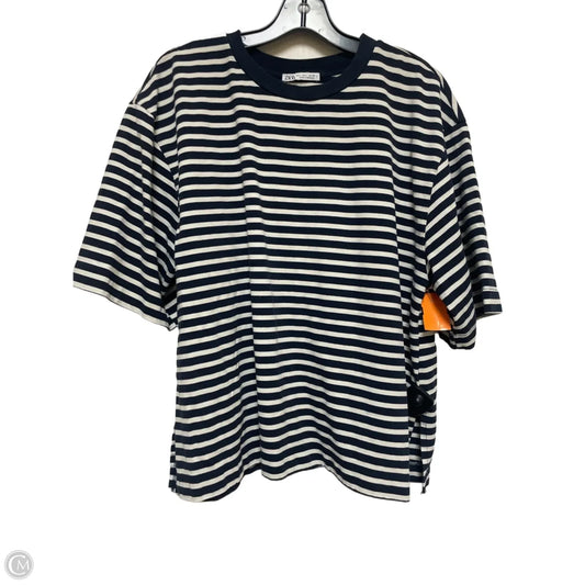 Top Short Sleeve By Zara In Striped Pattern, Size: L