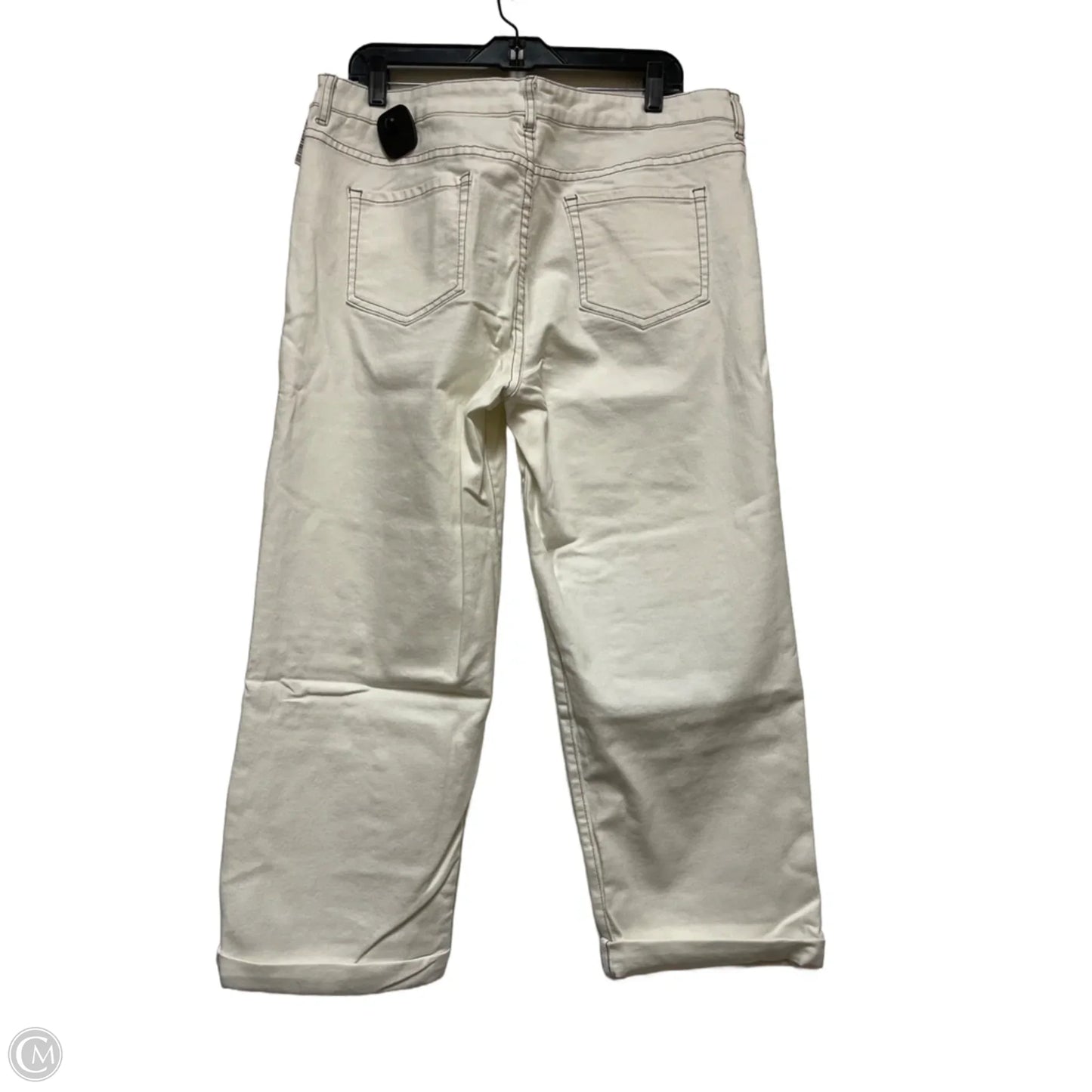 Jeans Cropped By Logo In Cream & Tan, Size: 16