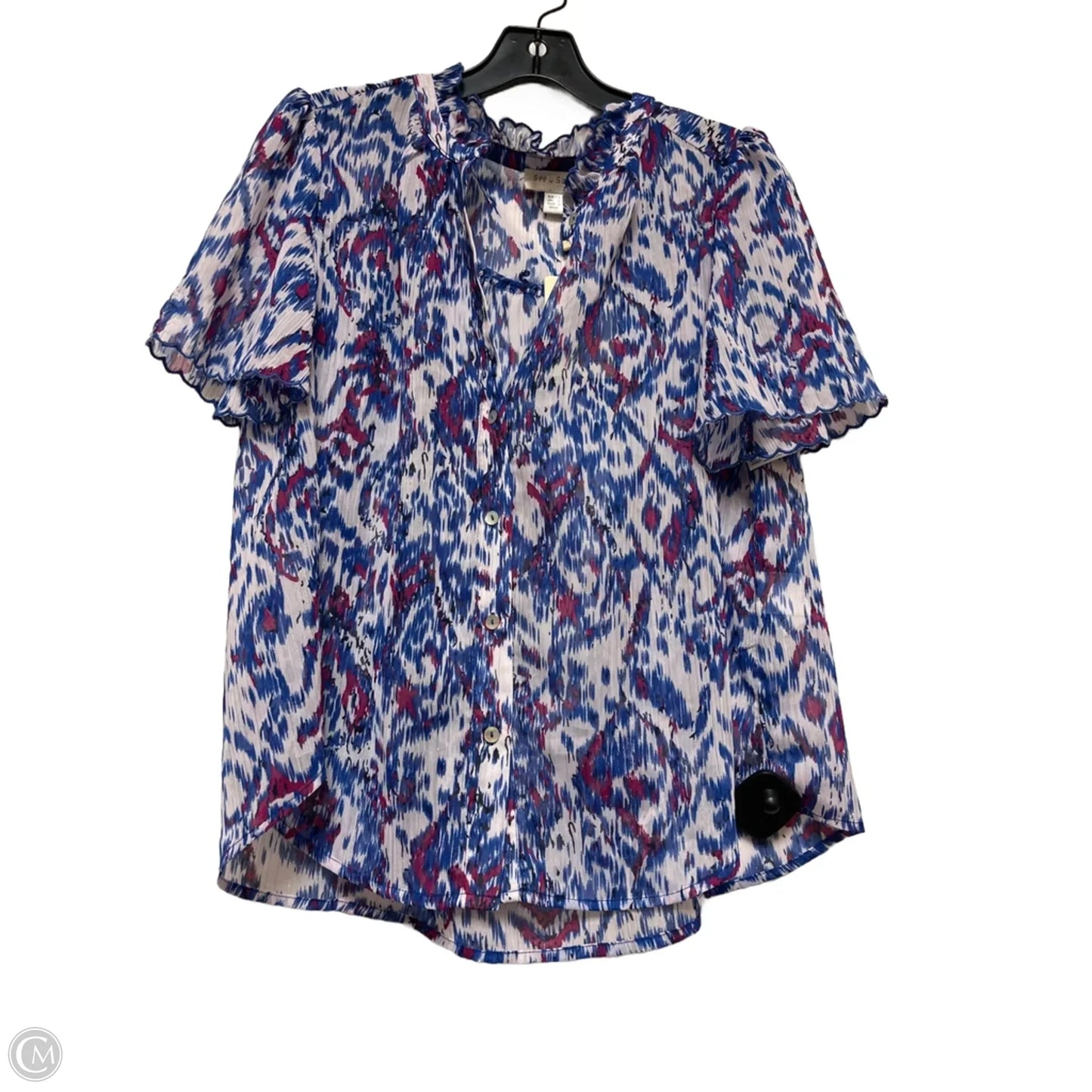 Top Short Sleeve By Clothes Mentor In Blue & Pink, Size: S