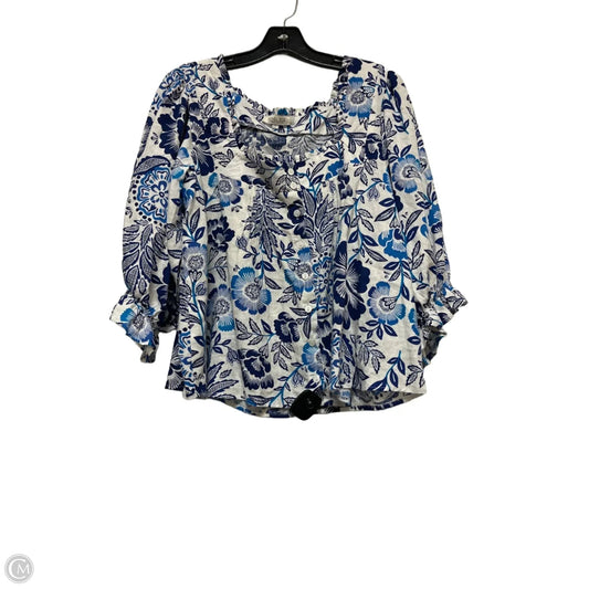 Top Short Sleeve By Rachel Zoe In Blue & White, Size: L