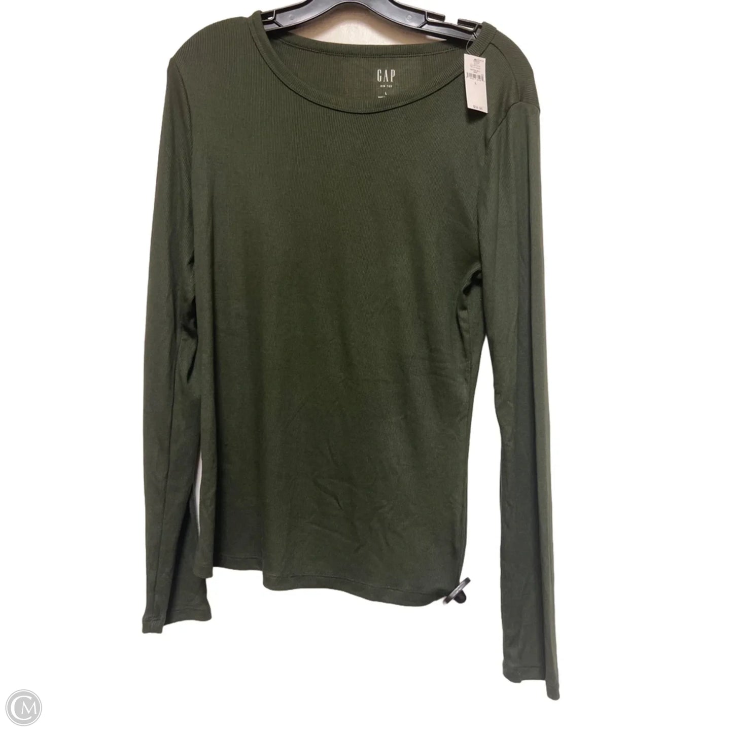 Top Long Sleeve Basic By Gap In Green, Size: L