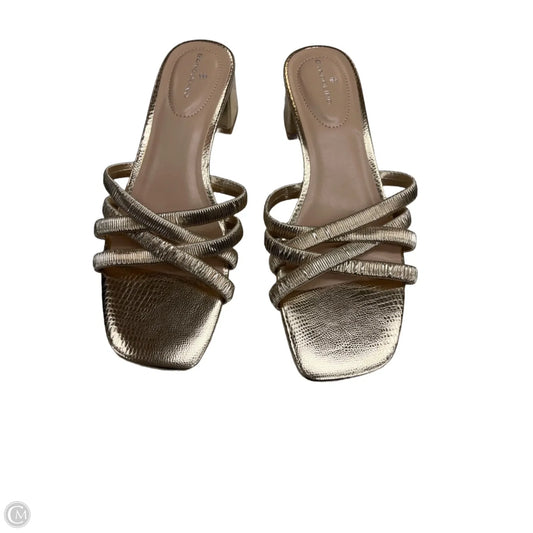 Sandals Heels Block By Bandolino In Gold, Size: 9.5
