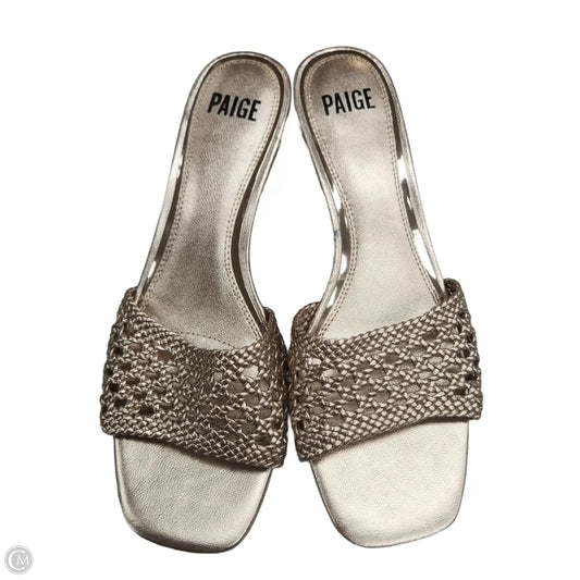 Sandals Heels Block By Paige In Gold, Size: 9.5