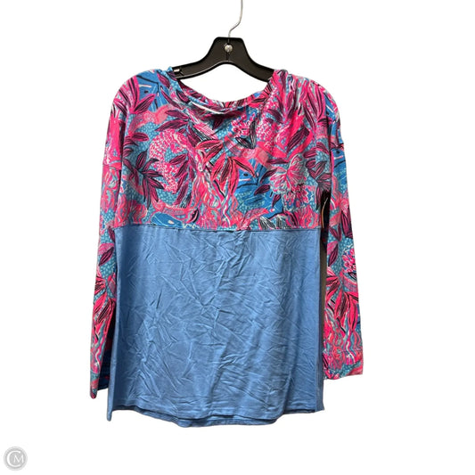 Top Long Sleeve Designer By Lilly Pulitzer In Blue & Pink, Size: S