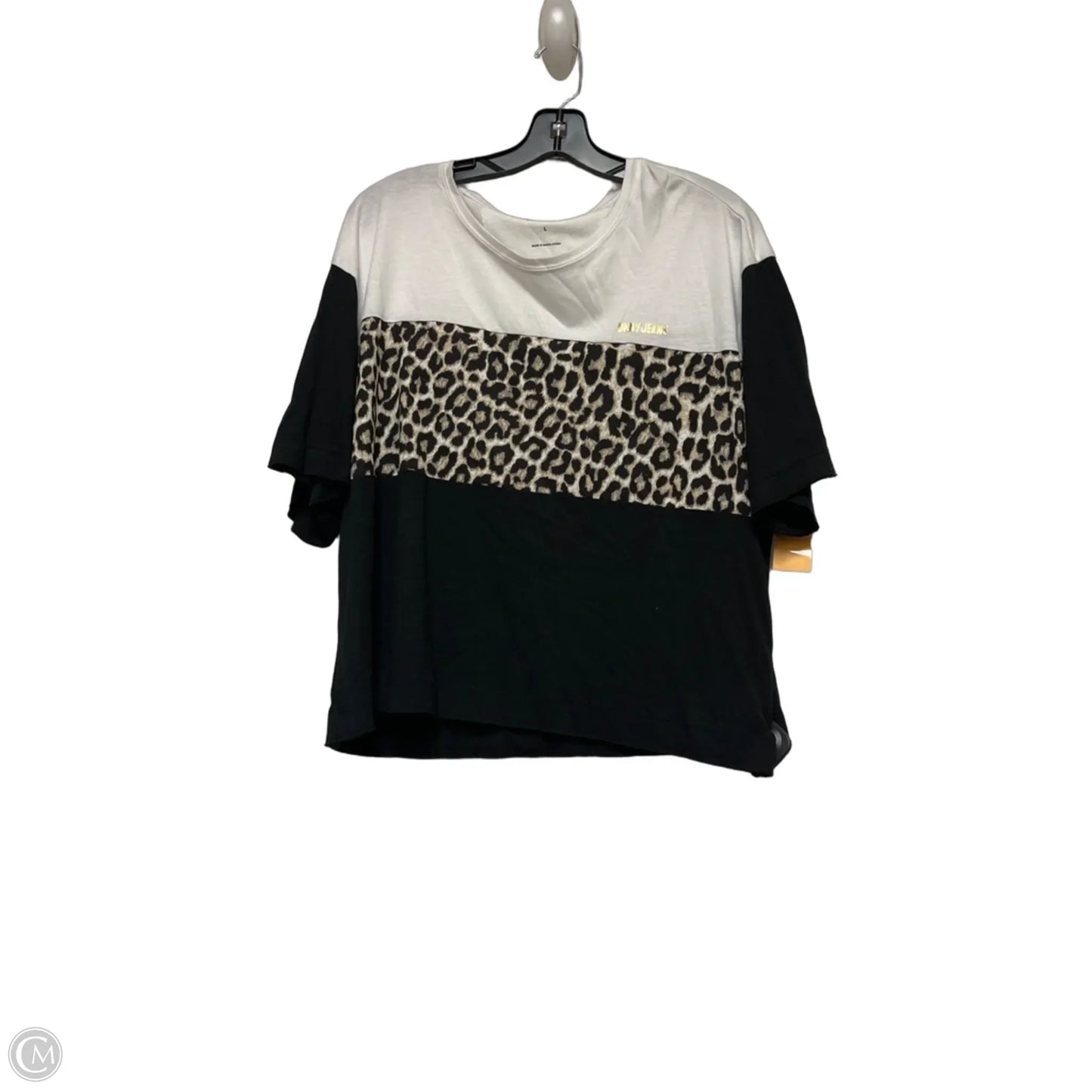 Top Short Sleeve Basic By Dkny In Animal Print, Size: L