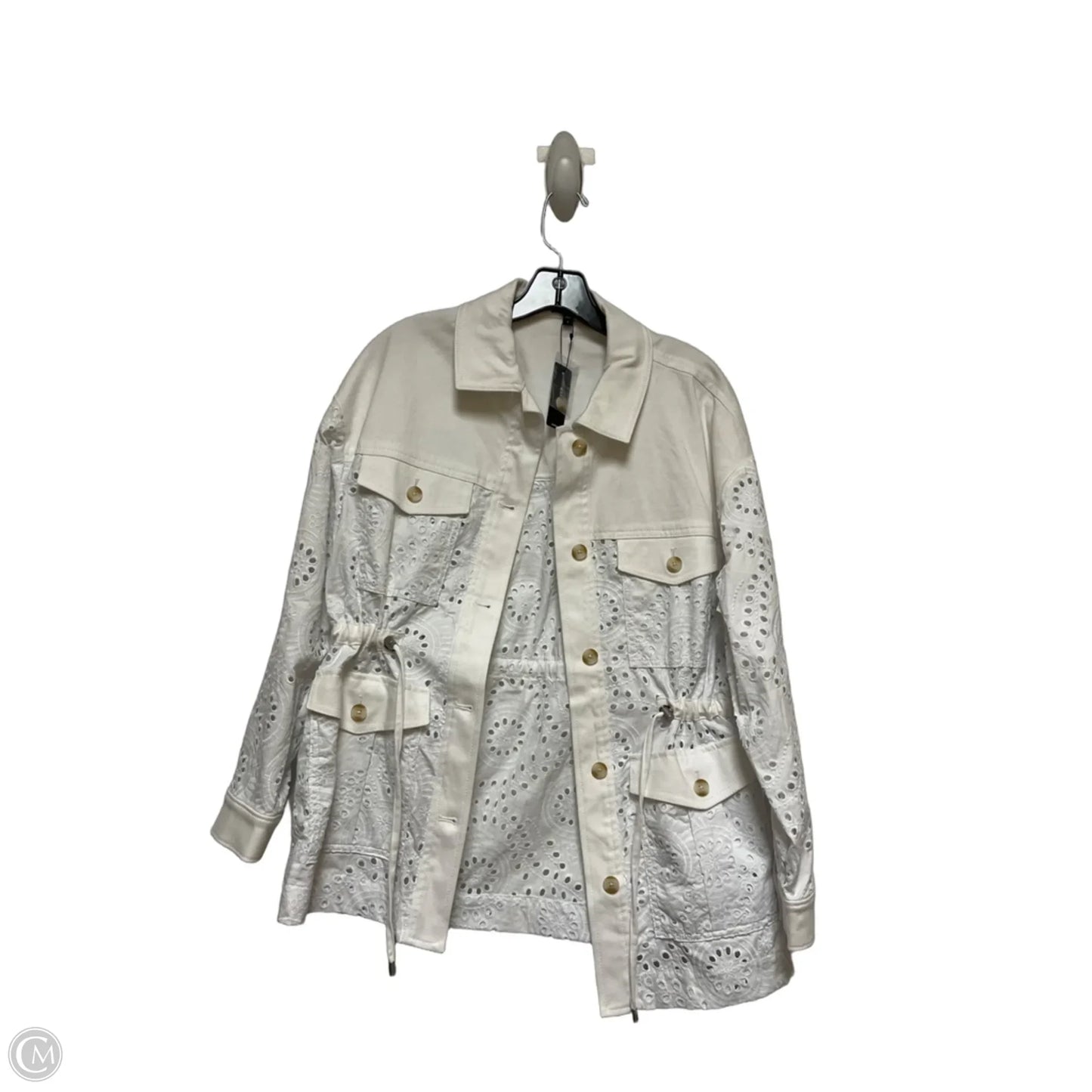 Jacket Shirt By Express In White, Size: S