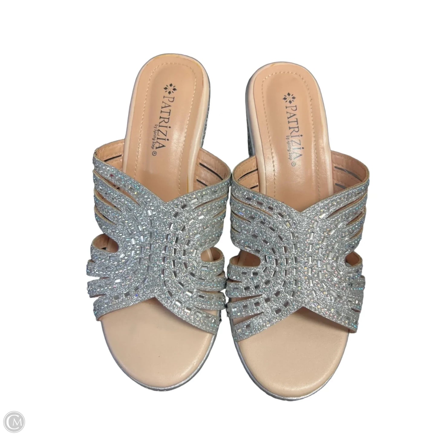 Sandals Heels Wedge By Spring Step In Silver, Size: 8