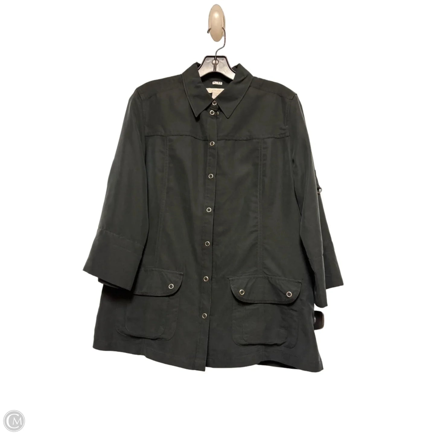 Jacket Shirt By Chicos In Black, Size: M